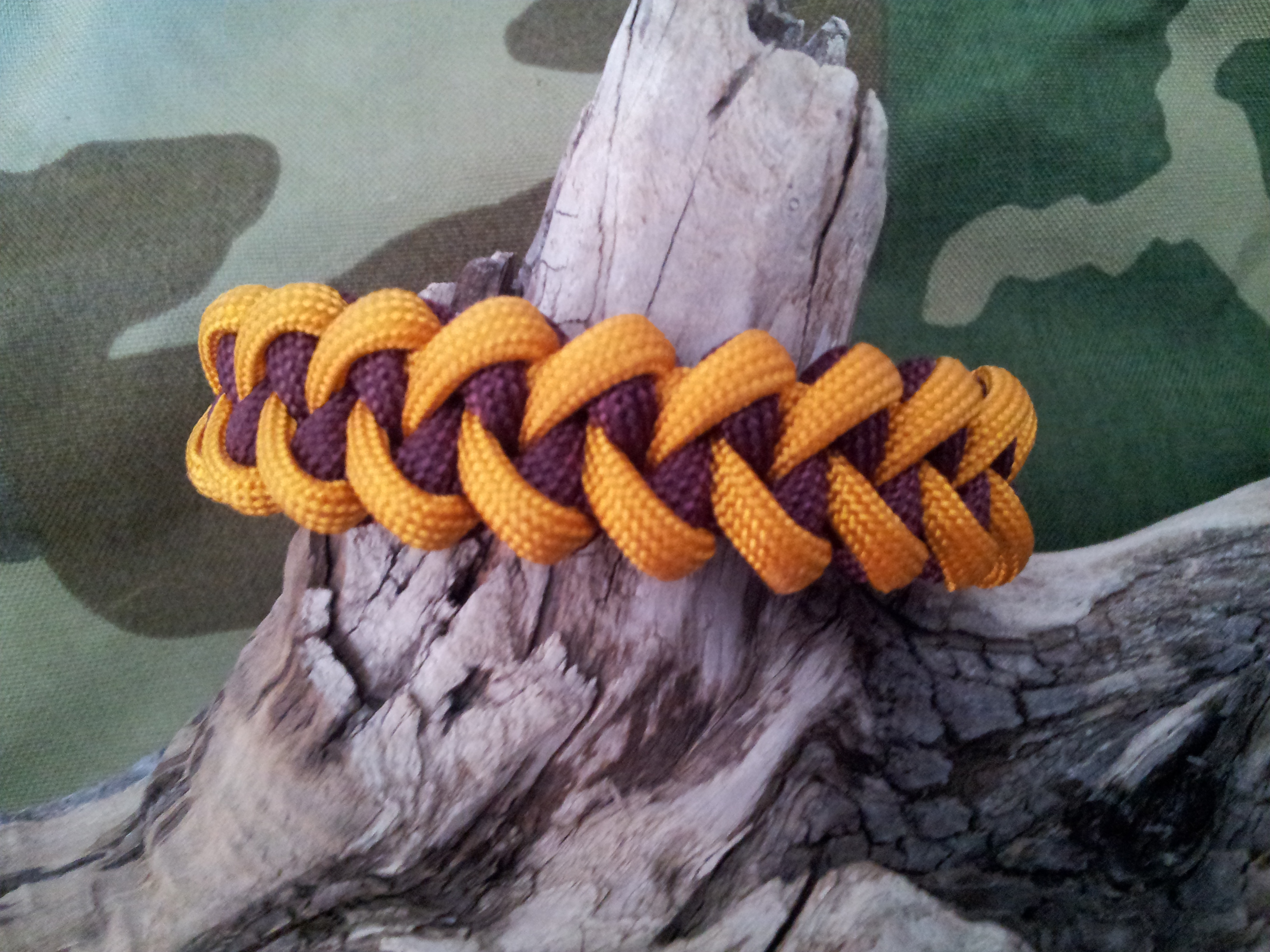 Gold and Maroon Shark Jaw Bone Paracord Bracelet-