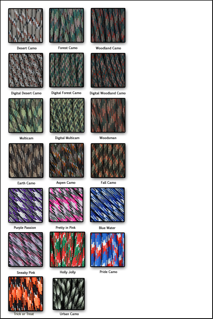 Camo Paracord Colors-